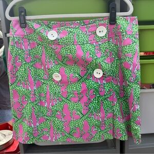 Lilly Pulitzer Pink and Green A-Line Mini Skirt Resort Wear